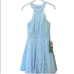 NWT- B. Smart- Juniors ice blue shimmer lace dress. Size 7